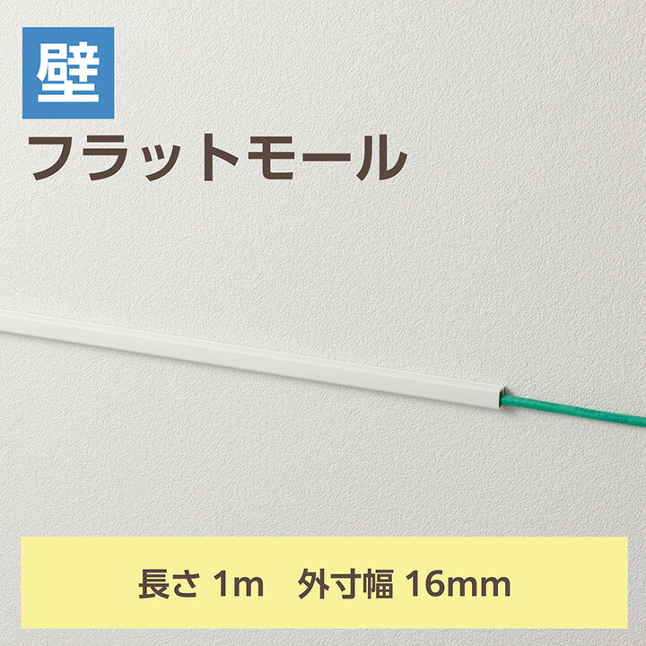 ELECOM（エレコム） 壁用モール フラットモール 長さ1m 幅16mm