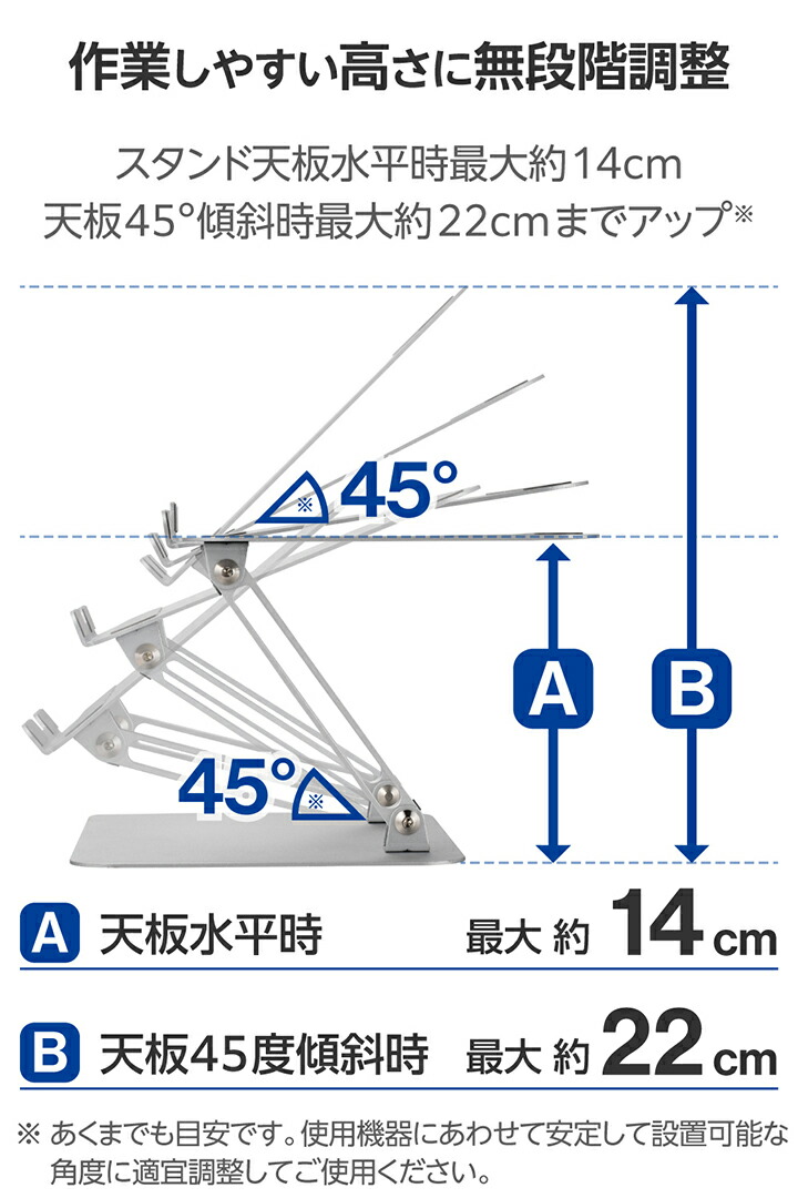 折り畳みノートパソコンスタンド(鉄合金/角度高さ無段階調節