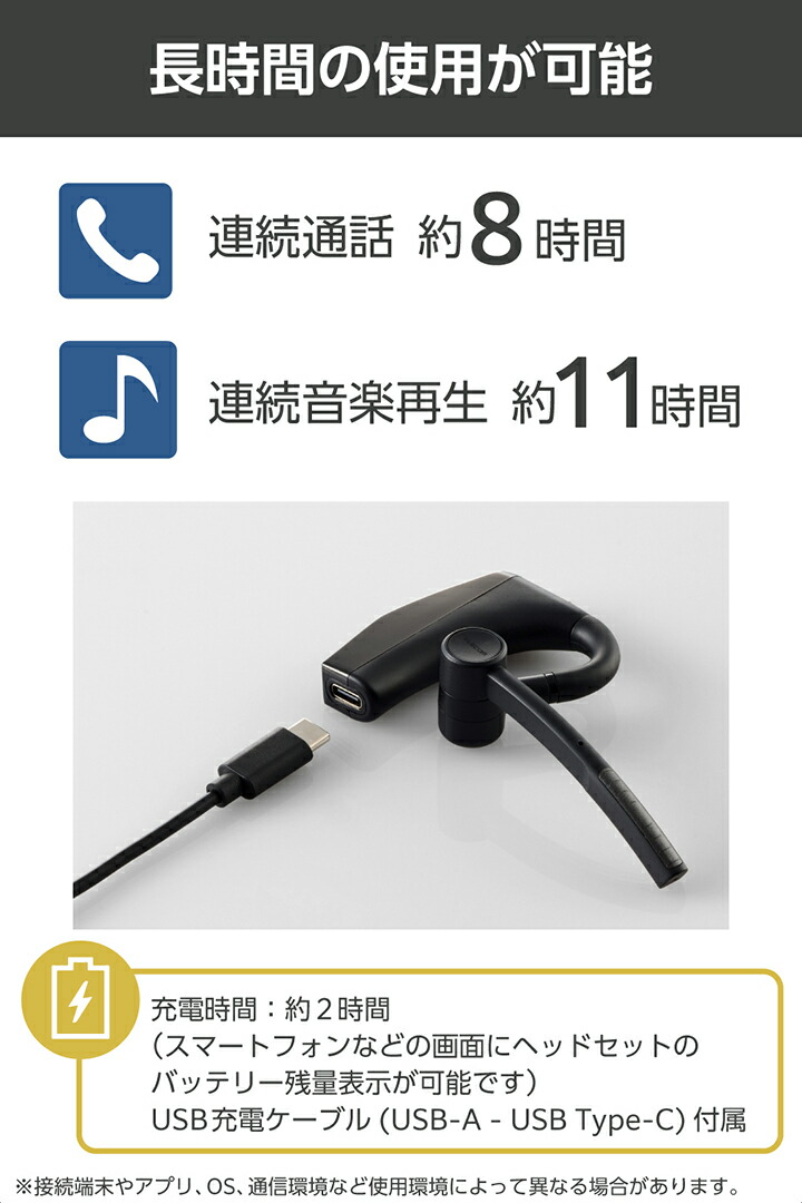 ELECOM（エレコム） 耳掛け型 Bluetooth ワイヤレスヘッドセット