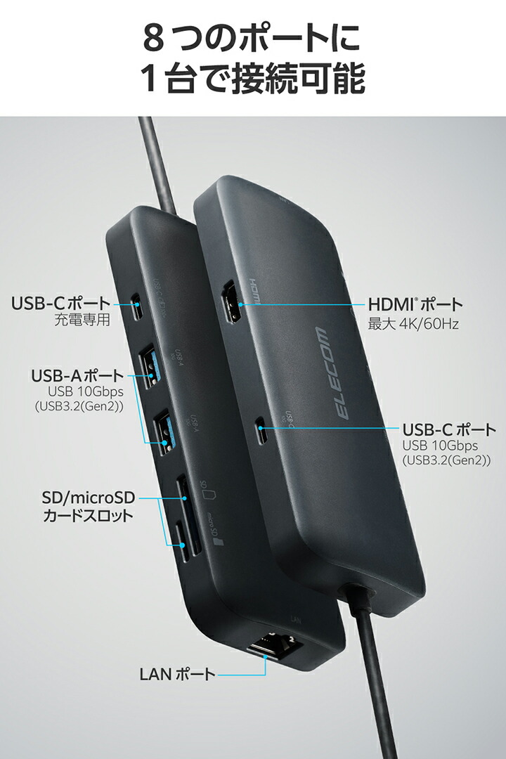 ELECOM（エレコム） Type-C ドッキングステーション 8in1 タイプC USB