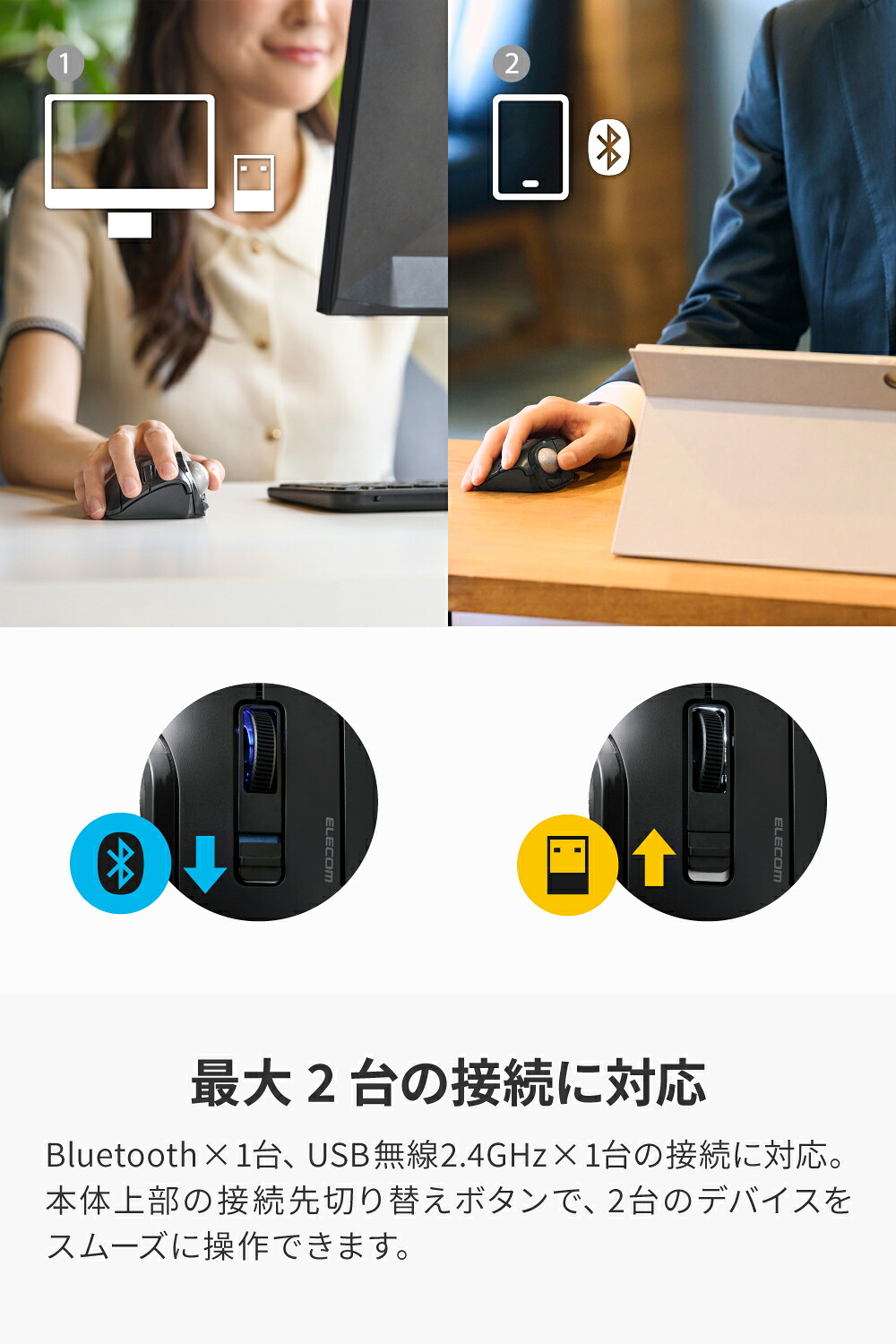 ELECOM（エレコム） bitra 無線2.4GHz Bluetooth トラックボール