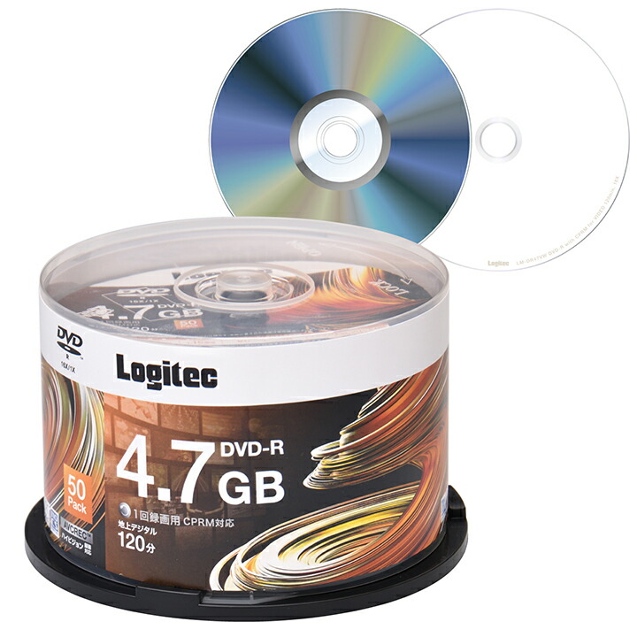 ロジテック DVD-R CPRM対応 4.7GB 50枚 メディア 黒┃LM-DR47VWS50W 