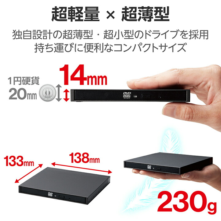 ロジテック ポータブル DVD ドライブ Type-A C対応 再生・編集・書込