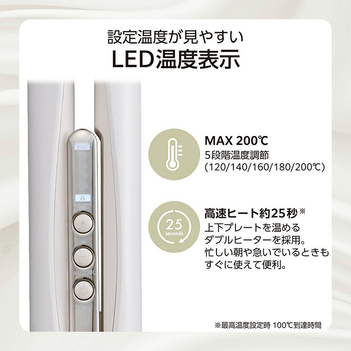 TESCOM テスコム マイナスイオン ストレートアイロン 25mm ホワイト TS860A-W ELECOM（エレコム） テスコム ヘアーアイロン マイナスイオン