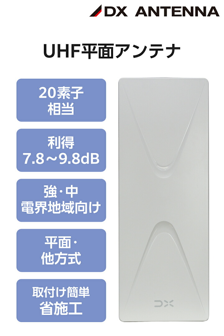 ELECOM DXアンテナ 平面アンテナ アンテナ 地上デジタルアンテナ