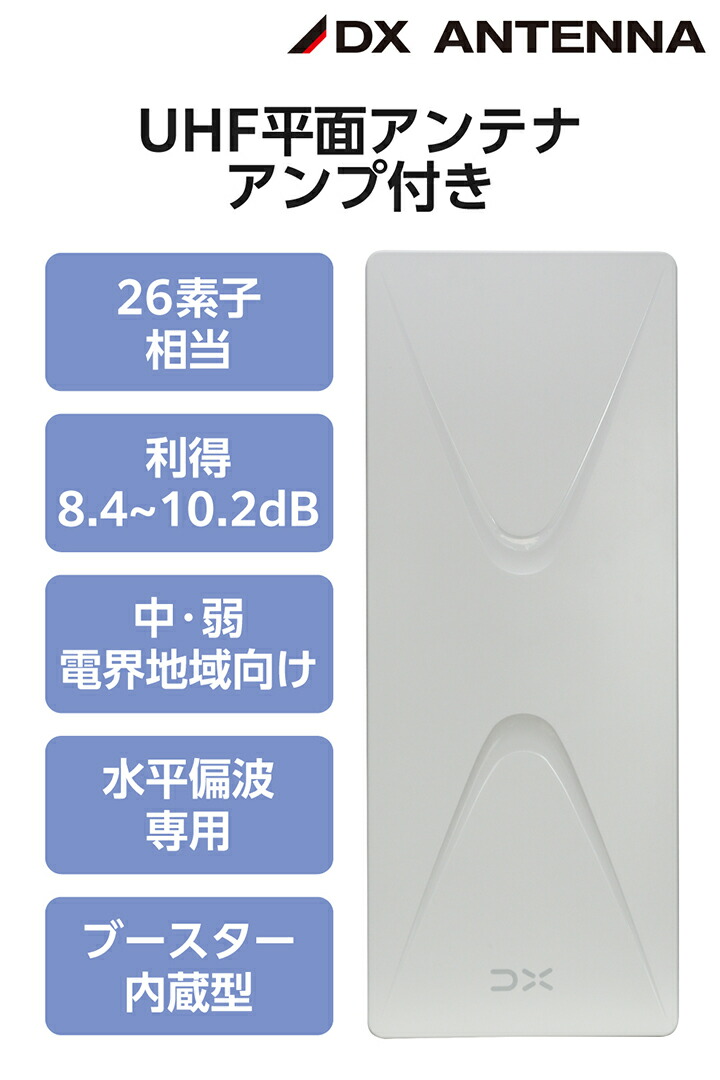 エレコム 平面アンテナアンプ付 W  オフホワイト UH26BA 平面アンテナアンプ付(W) | エレコムダイレクトショップ本店はPC
