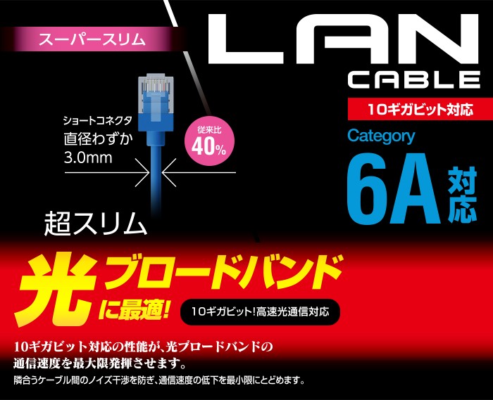 エレコム Cat6A準拠 やわらかLANケーブル 0.5m┃LD-GPAYT BU05 10GBASE-T対応 ツメ折れ防止 10Gbps ブルー