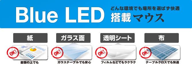 さまざまな素材面で使えるBlueLED
