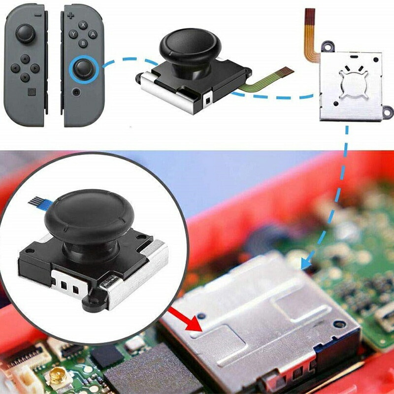 Nintendo Switch [有機ELモデルOK] アナログスティック交換パーツ 2個 修理交換用パーツ 任天堂スイッチ  Joy-con ブラック グレー ブルー ピンク 送料無料｜elect-shop｜02