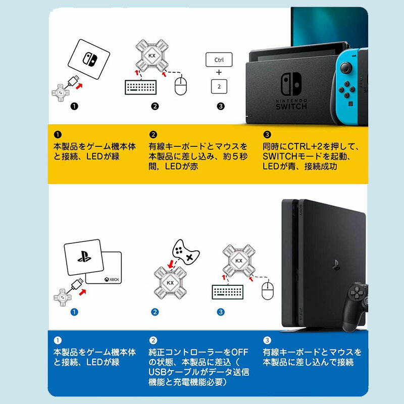 コンバーター Nintendo Switch PS4 PS3 Xbox 接続アダプタ付き 日本語