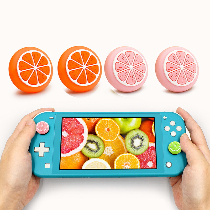 Nintendo Switch 有機ELモデル Switch Lite対応 アナログスティックカバー みかん 果物 柑橘 ミカン 蜜柑 ピンク オレンジ 各色2個 4個セット｜elect-shop｜02