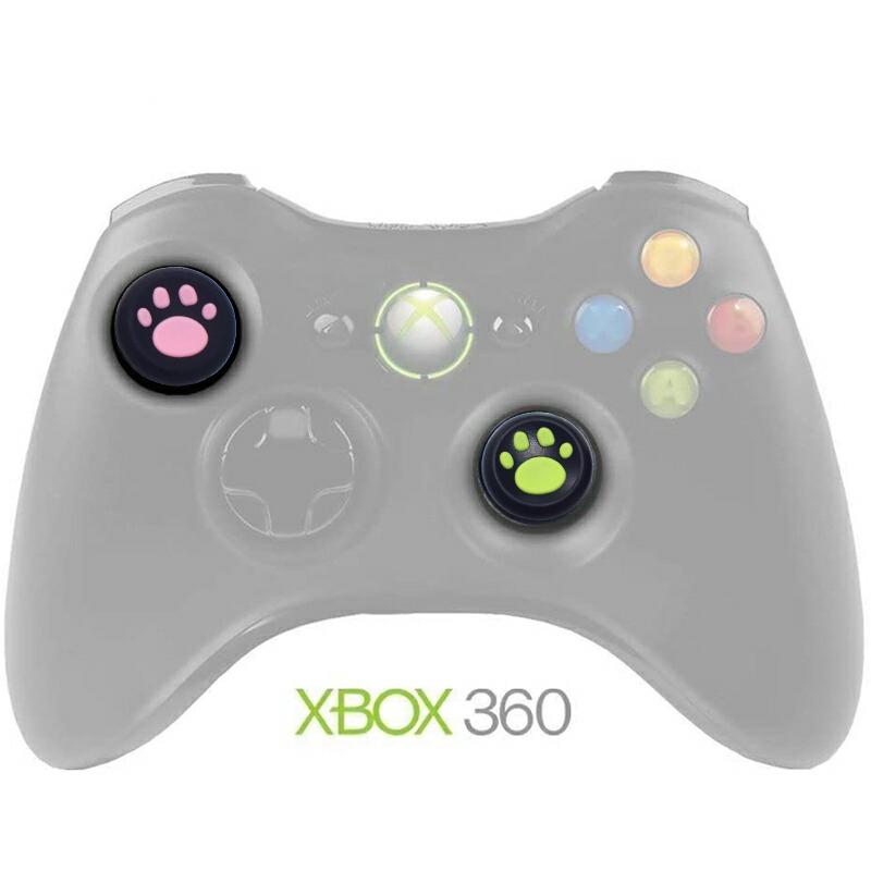 PS3 PS4 XBOX ONE 360対応 アナログスティックカバープレステ コントローラ  肉球 猫 左右セット 黒ピンク 黒グリーン  各色2個 4個セット 送料無料｜elect-shop｜03