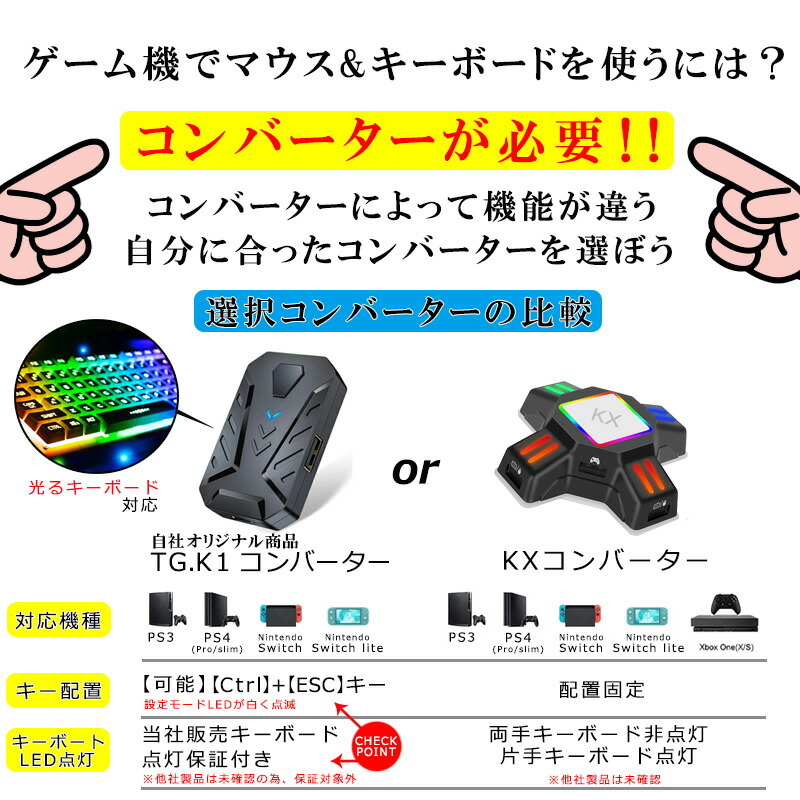 ゲーム4点セット ゲーミングキーボード マウス コンバーター マウスパッド Switch/PS4対応 [G700/KX TG.K1]（日本語取扱説明書付き） 送料無料｜elect-shop｜05