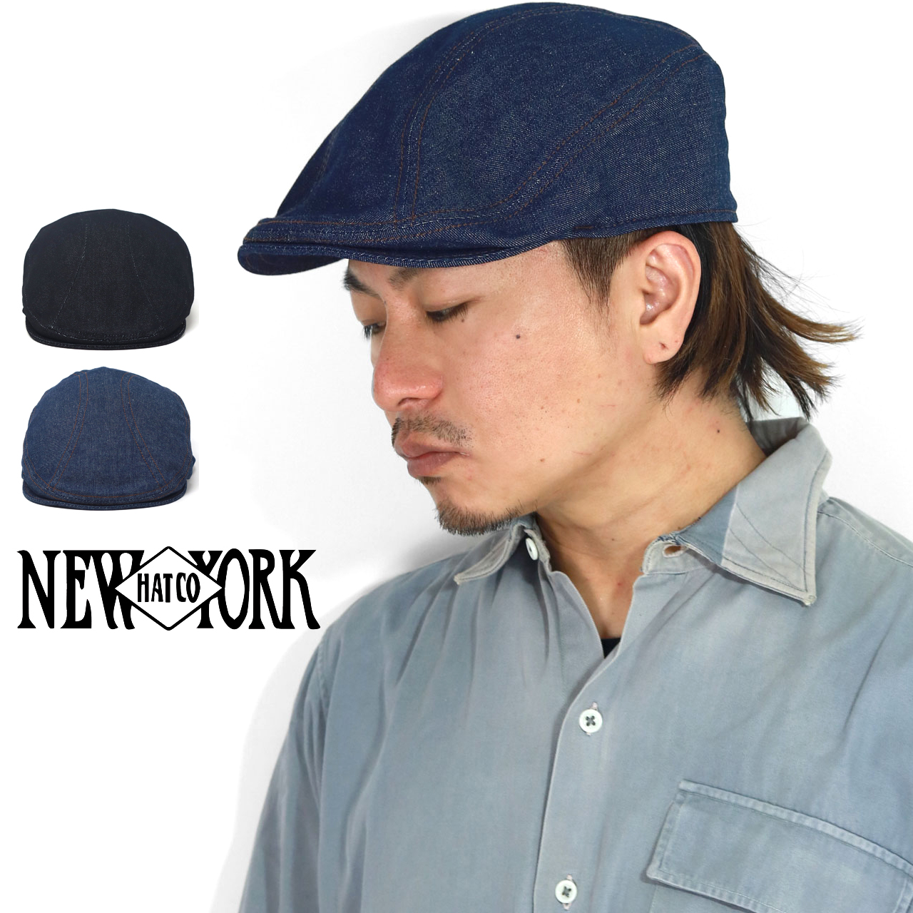 Denim1900 ハンチング帽 メンズ new york hat ハンチング帽子 デニム アメリカ...