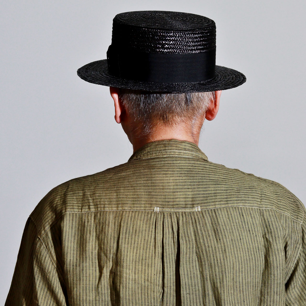 KNOX（ノックス） カンカン帽 黒 メンズ ストローハット 夏帽子