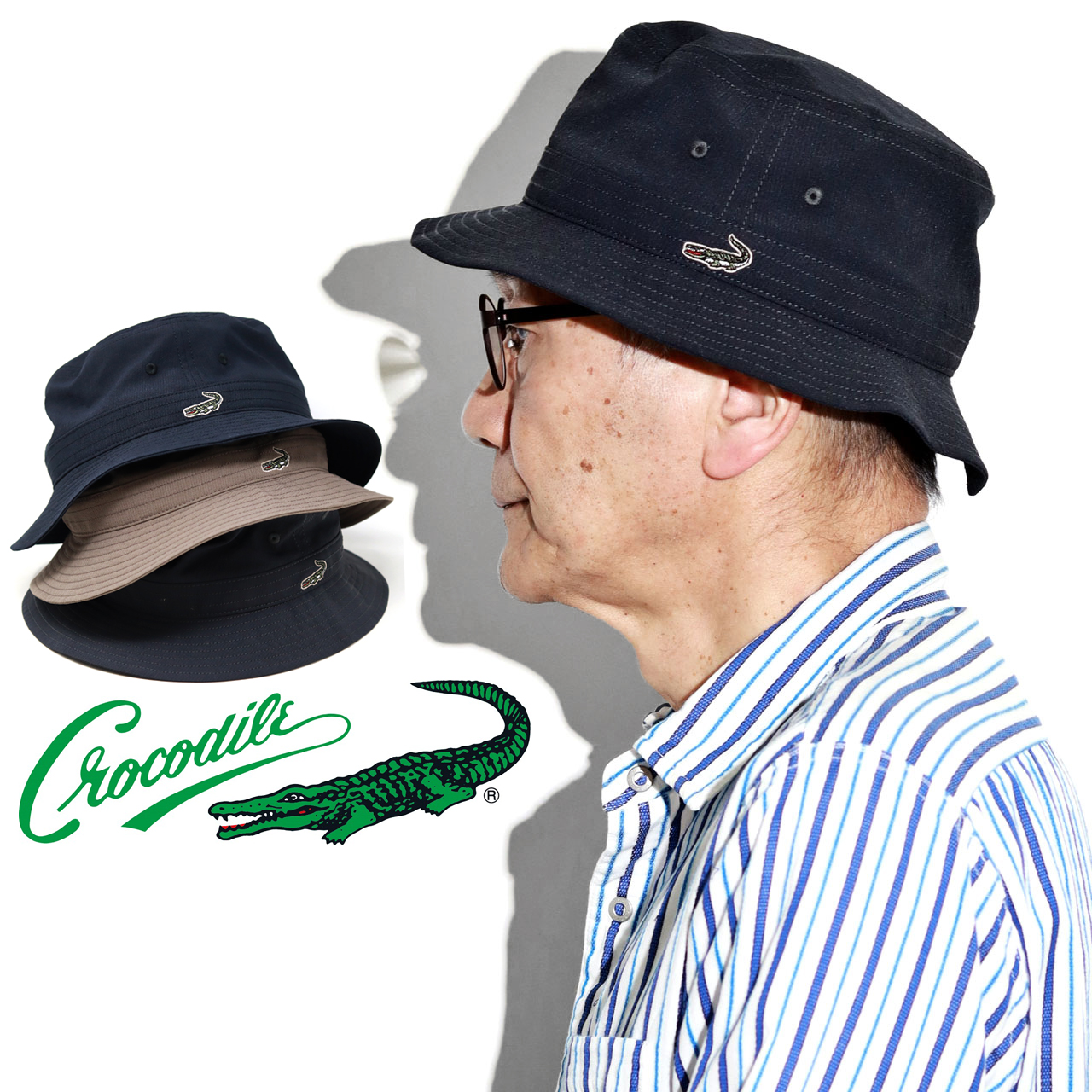 サファリハット メンズ Breeze Cool 通気性 涼しい帽子 折りたたみ crocodile ...