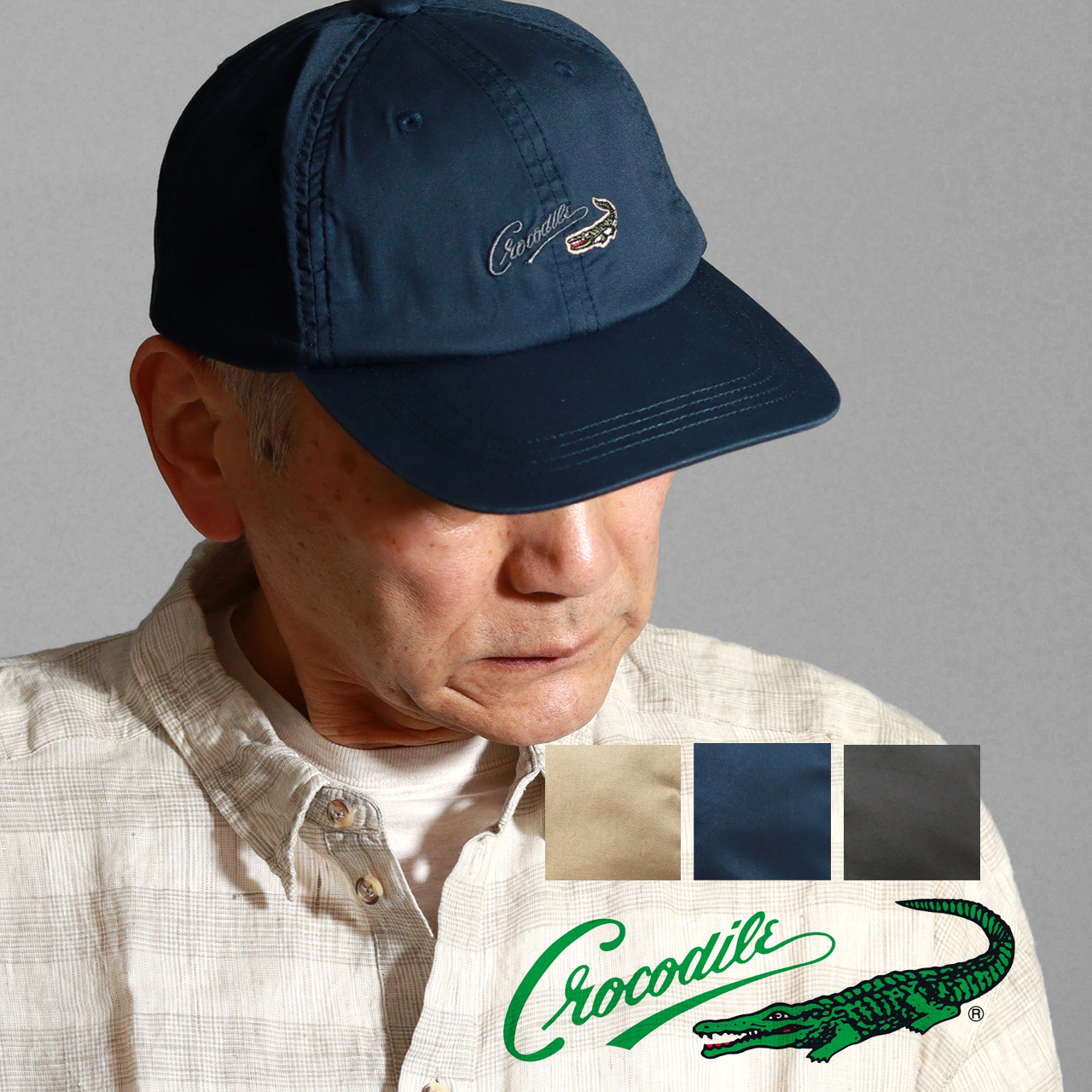 Crocodile（クロコダイル） メンズ キャップ メンズ 帽子 コットン