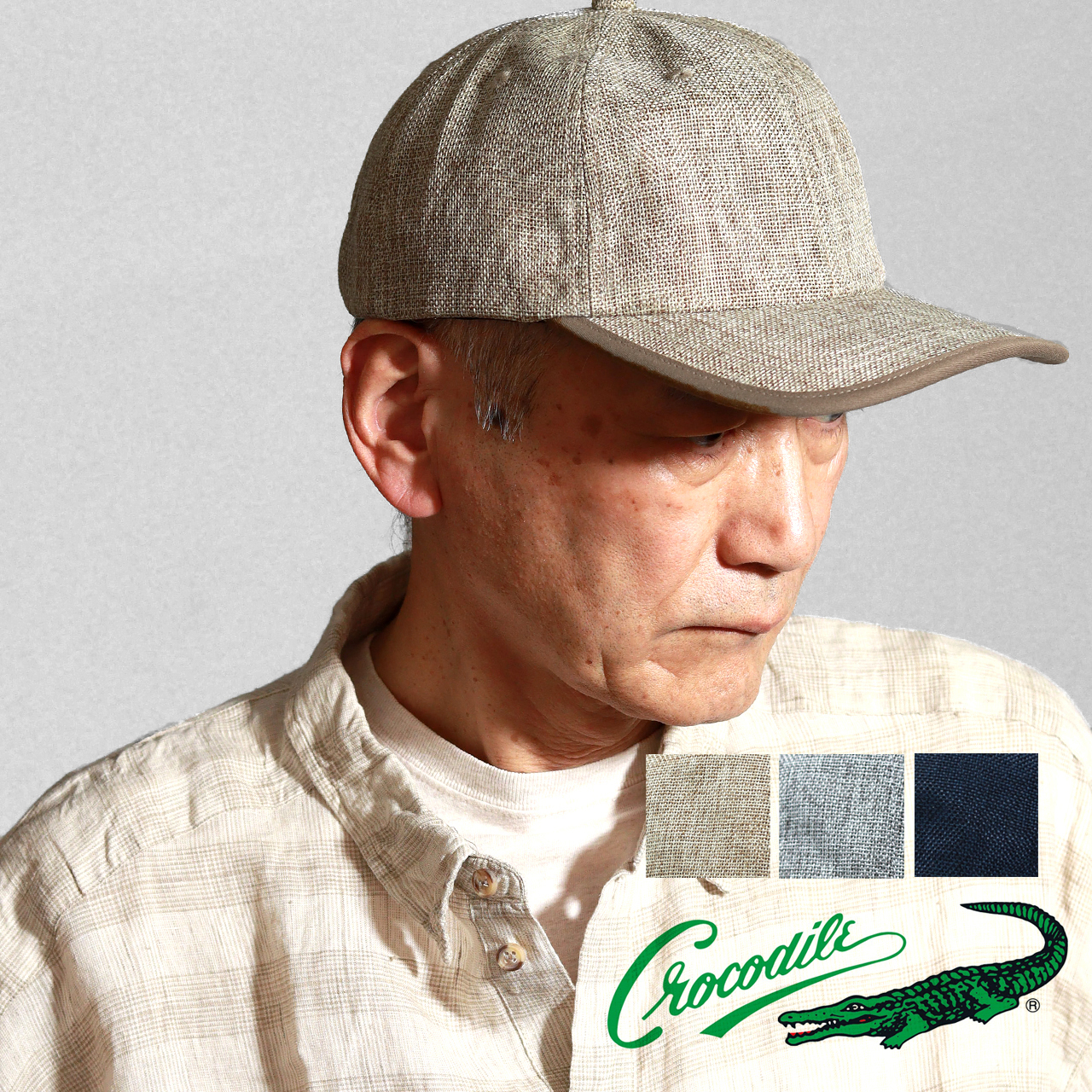 Crocodile（クロコダイル） キャップ メンズ 帽子 天然素材調 メンズ