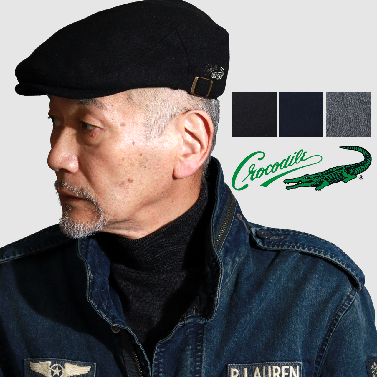 Crocodile（クロコダイル） ハンチング帽 メンズ ウール混ツイード 