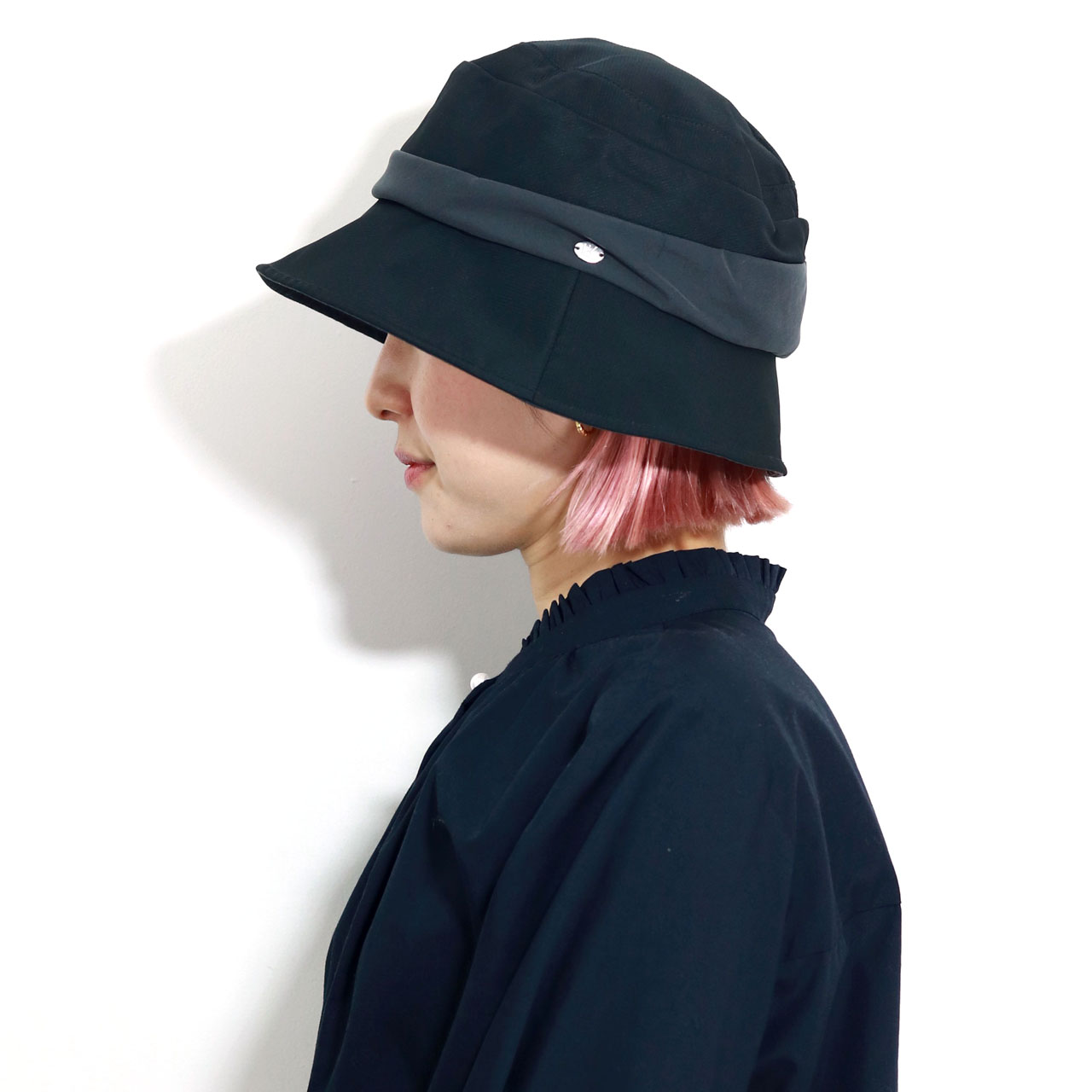 HIROKO KOSHINO 婦人ファッションブランド ハット ミセス コシノヒロコ レディース帽子 セーラー ワンポイント 婦人 紫外線対策  手洗い可 ナイロン