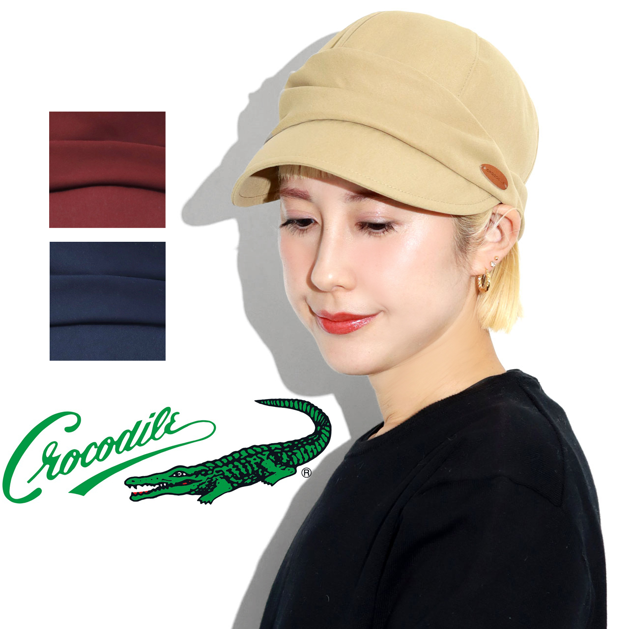 クロコダイル【未使用】エルメス 帽子 セリエ キャスケット ポロサス ネイビー キャスケット レディース 牛革 クロコダイル ミセス キャス