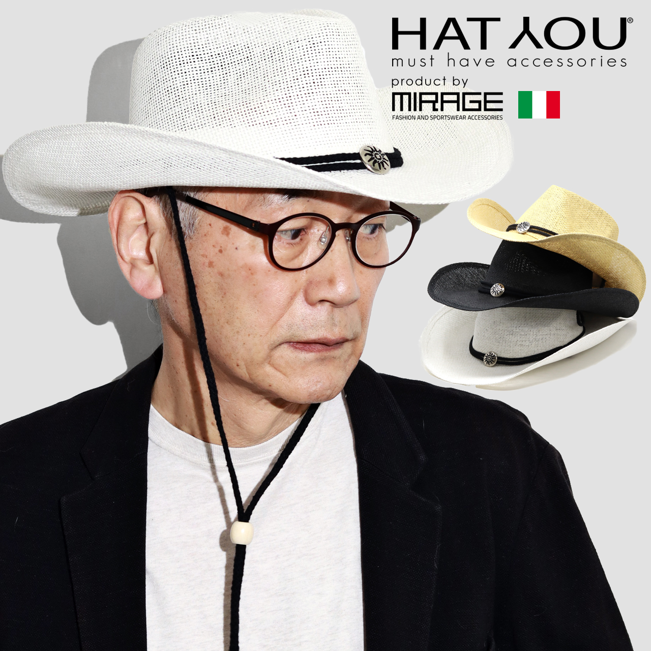 あご紐付き帽子 テンガロンハット メンズ HAT YOU コンチョ付き ペーパーシート あごひも 帽子 メンズ カウボーイハット メンズ イタリアブランド｜elehelm-hatstore｜02