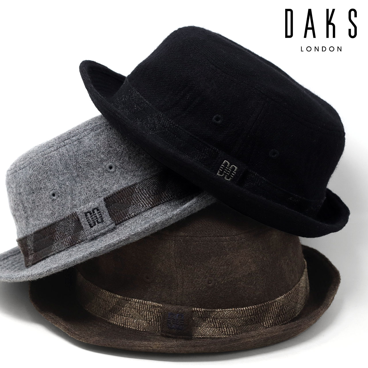 DAKS ハット ブランド 送料無料 ダックス シャドーチェック アルペンハット メンズ 紳士 秋冬 大きいサイズ 帽子 小さいサイズ