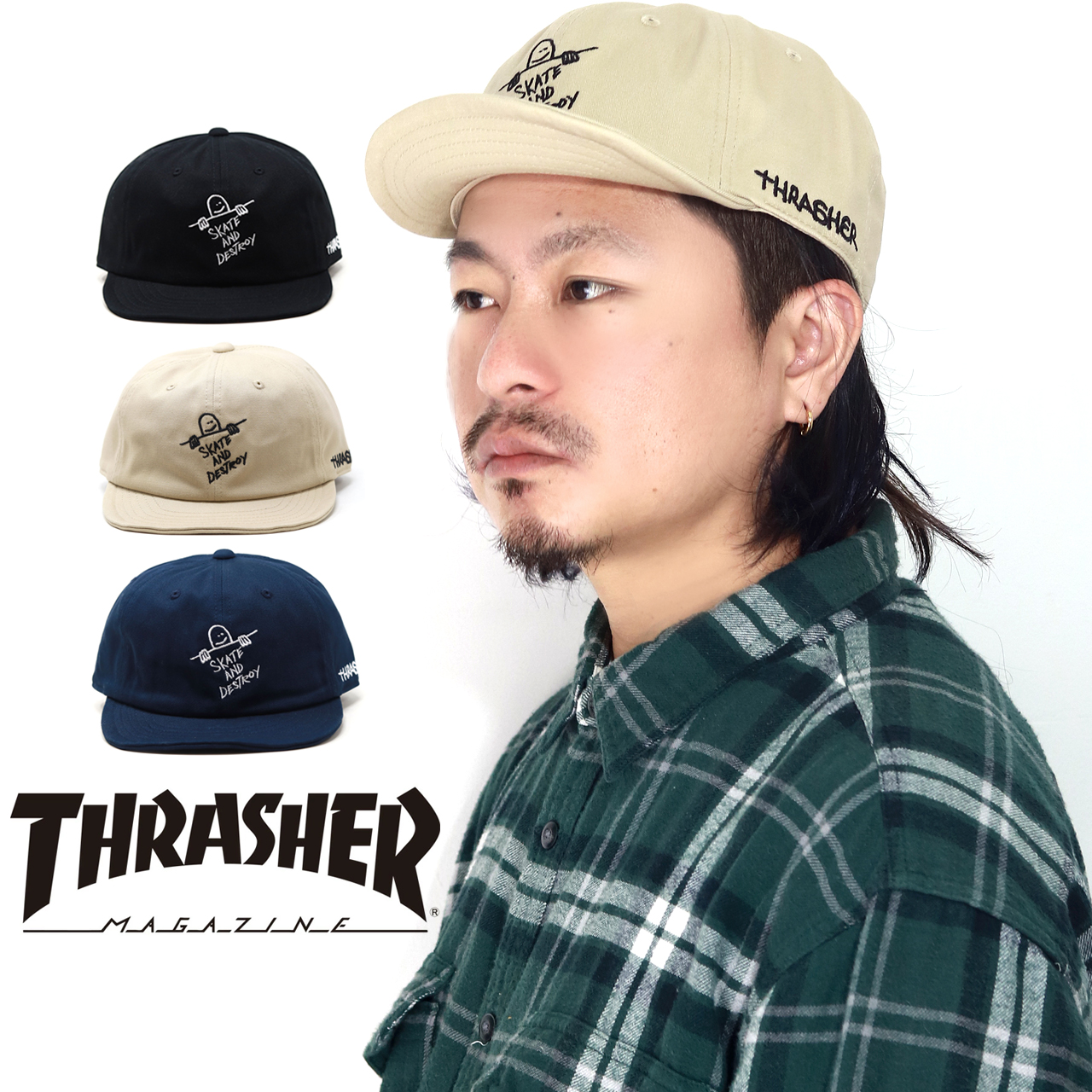 THRASHER（スラッシャー） 小つばキャップ メンズ コラボ Mark