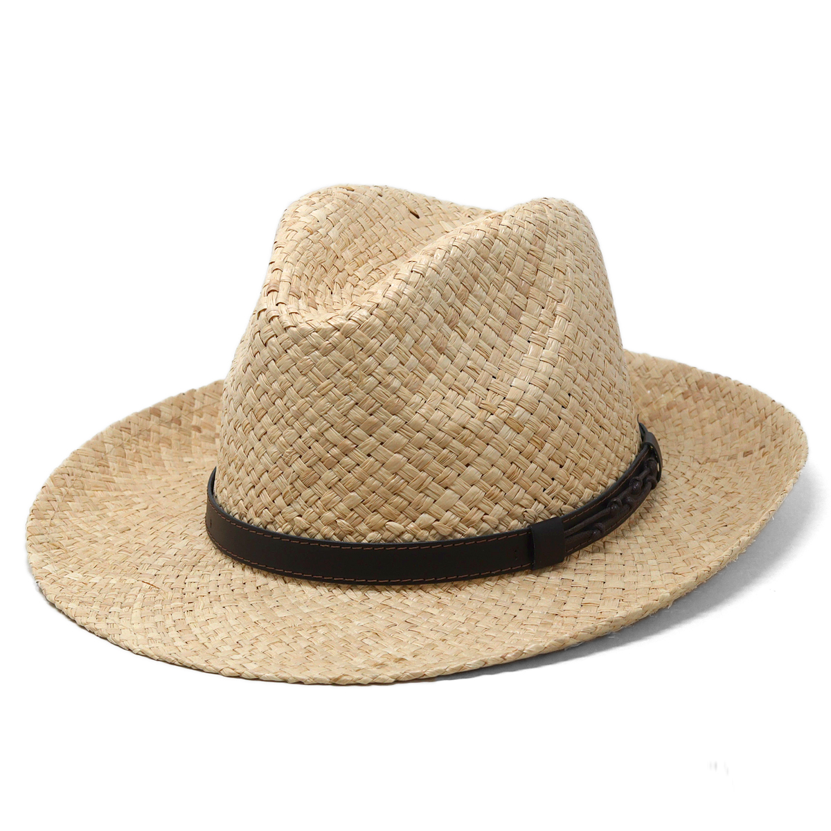 【新品】GIORGIO ARMANI ストローハット 中折れ帽 ベージュ ストローハット メンズ 麦わら帽子 中折れハット 夏 イタリア製 麦わら