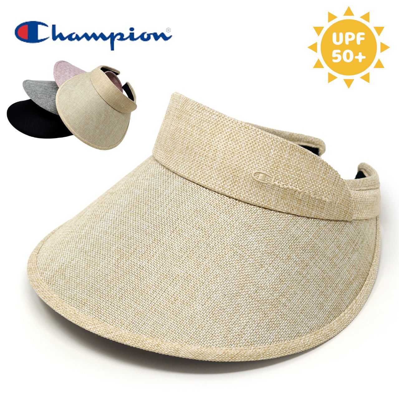 Champion（チャンピオン） サンバイザー つば広 日よけ 帽子 紫外線