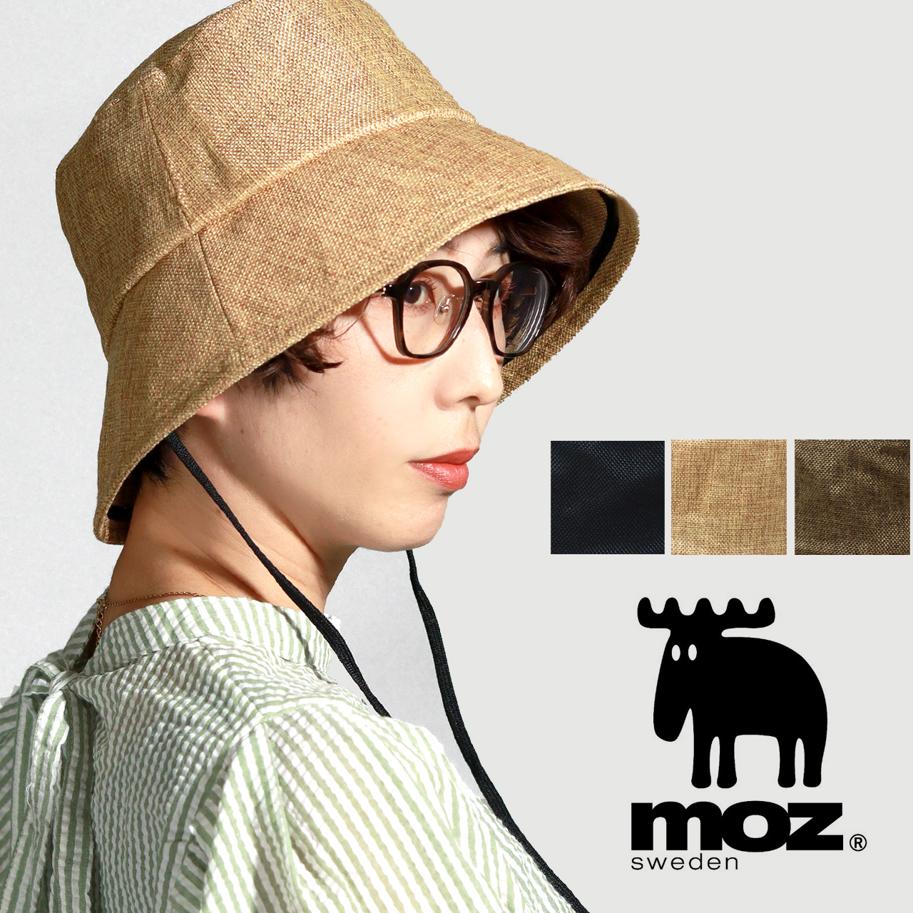 moz（モズ） ハット レディース 春夏 あごひも バケットハット シート