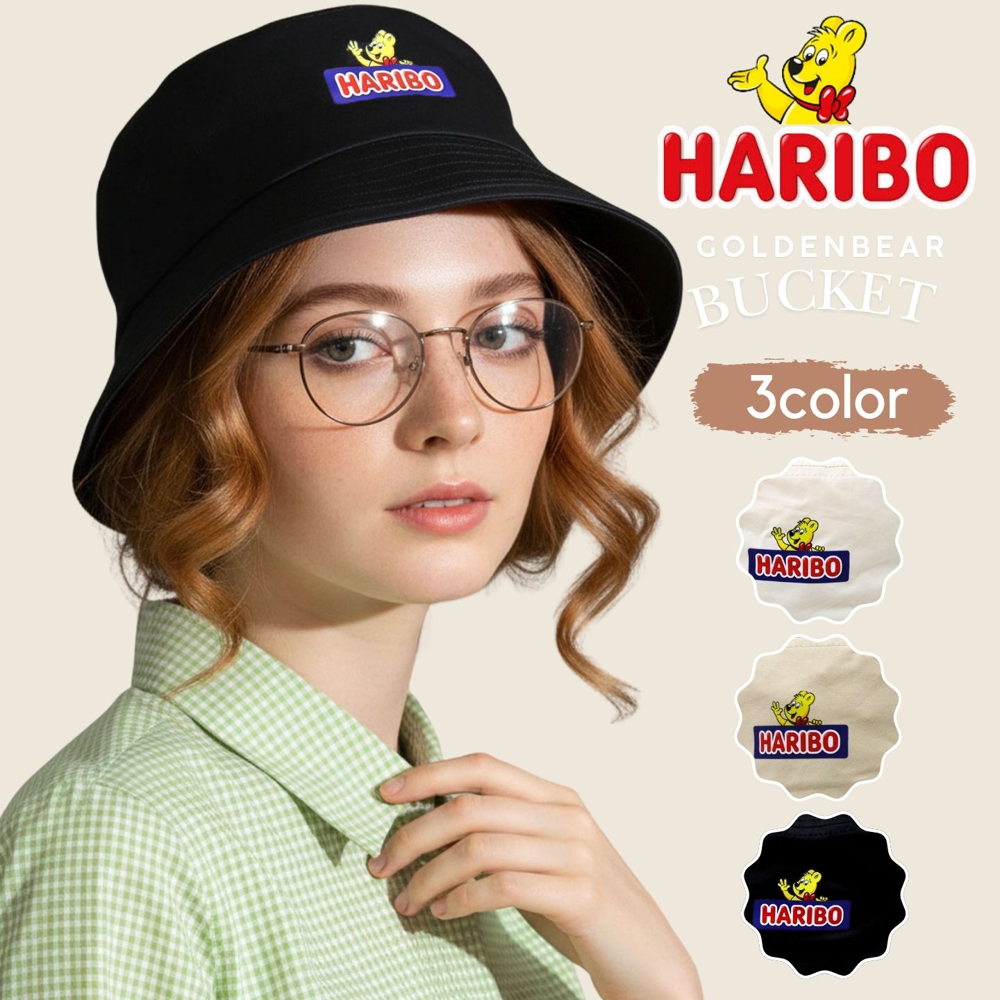 HARIBO バケットハット ハリボー 帽子 ハット ロゴ レディース