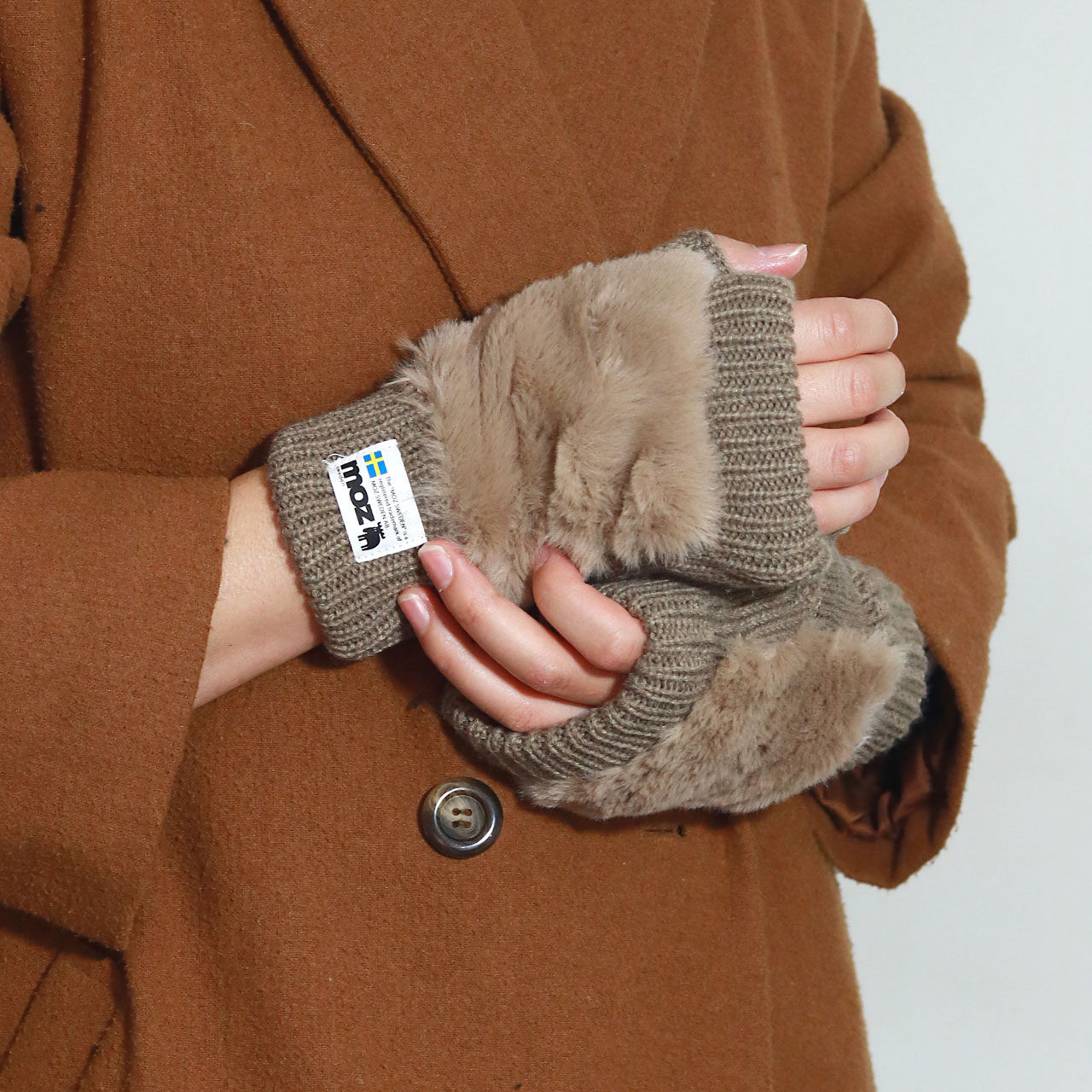 moz（モズ） フェイクファー 手袋 レディース 指切り手袋 暖かい