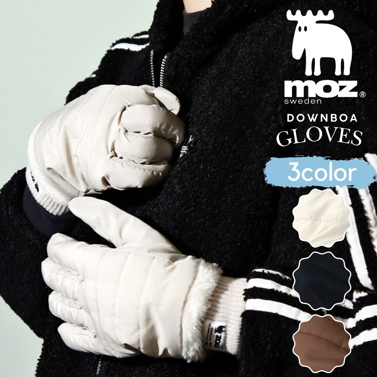 moz（モズ） 手袋 レディース エレガント 手ぶくろ ダウン風 あったか