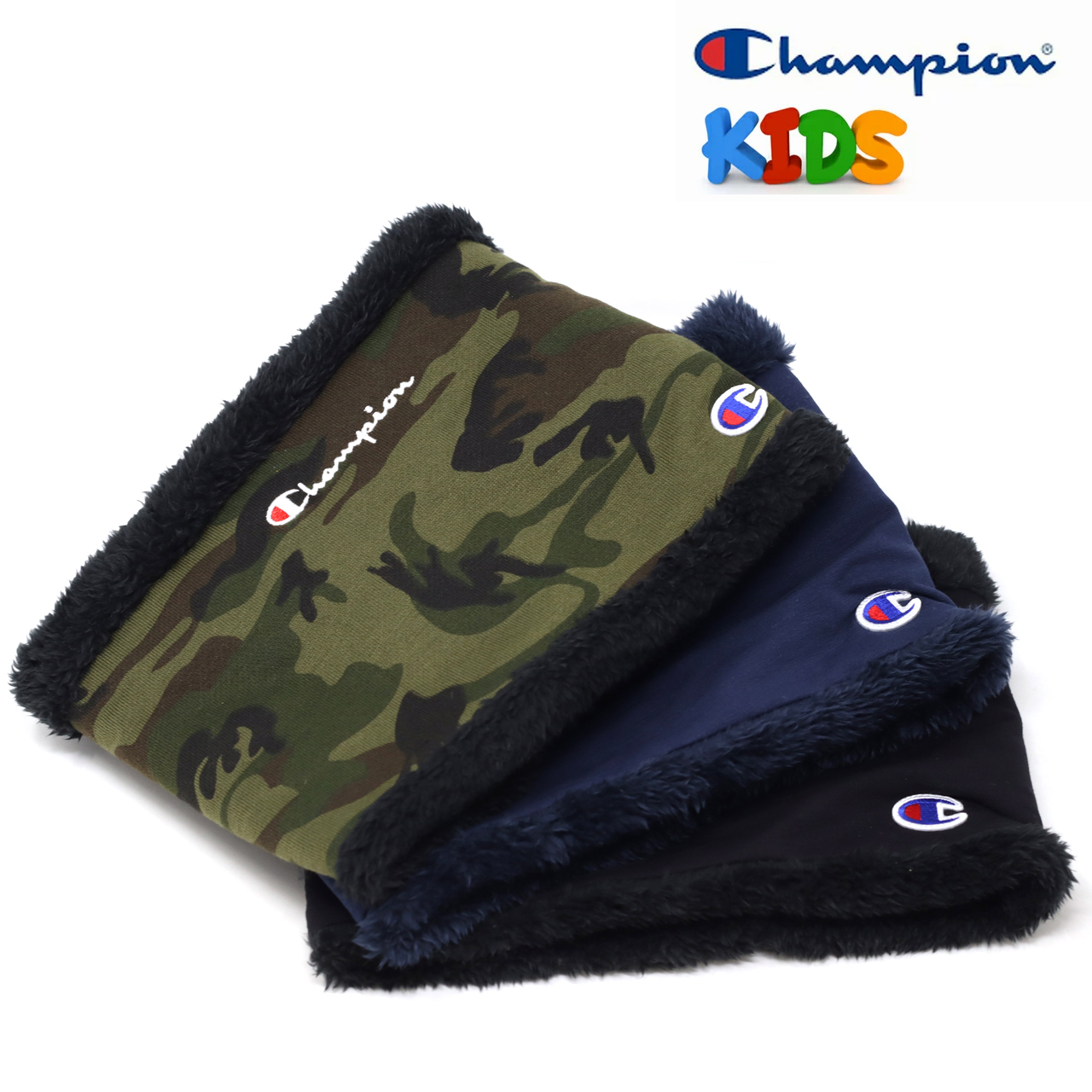 Supreme カモフラ　ネックウォーマー Champion チャンピオン キッズ ネックウォーマー 迷彩 無地 Kids