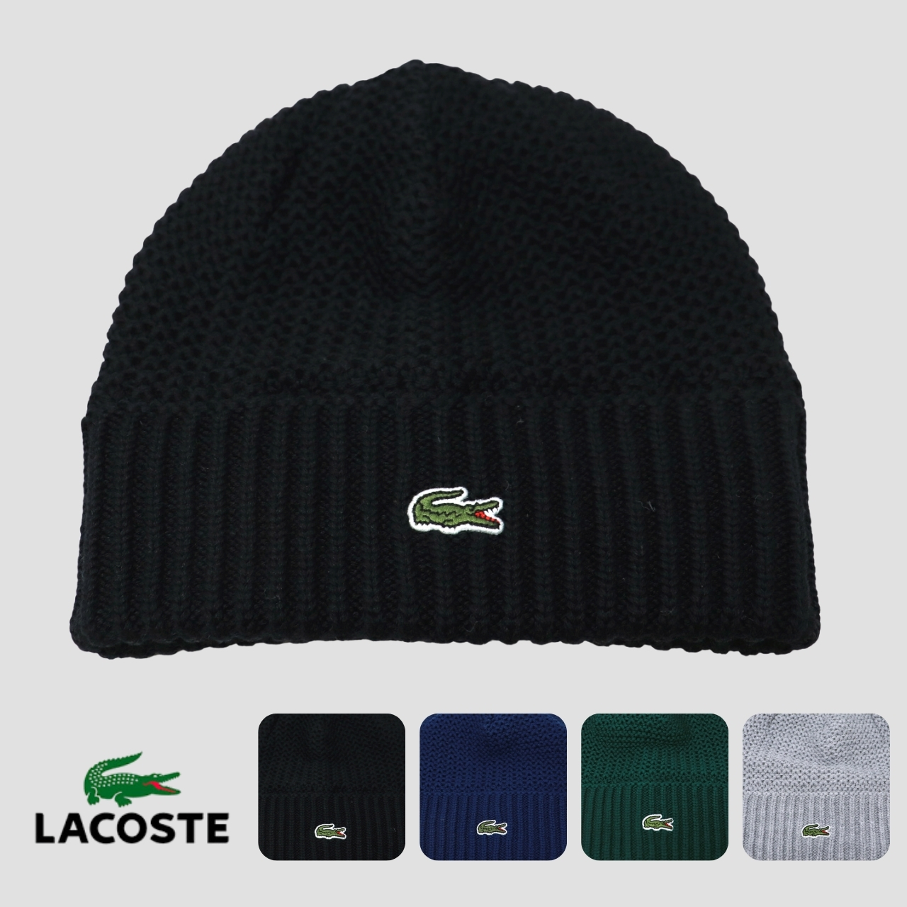 LACOSTE（ラコステ） ニット帽 メンズ 秋冬 日本製 ビーニー ウール
