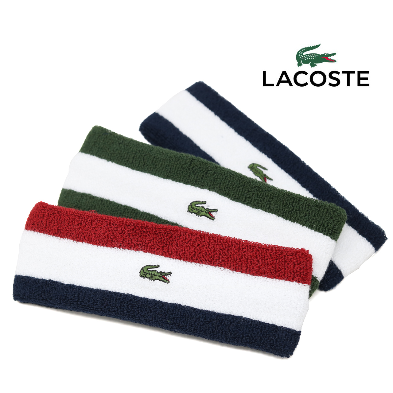 ラコステ ヘアバンド メンズ レディース スポーツ LACOSTE おしゃれ メール便送料無料 ネイビー グリーン トリコロール