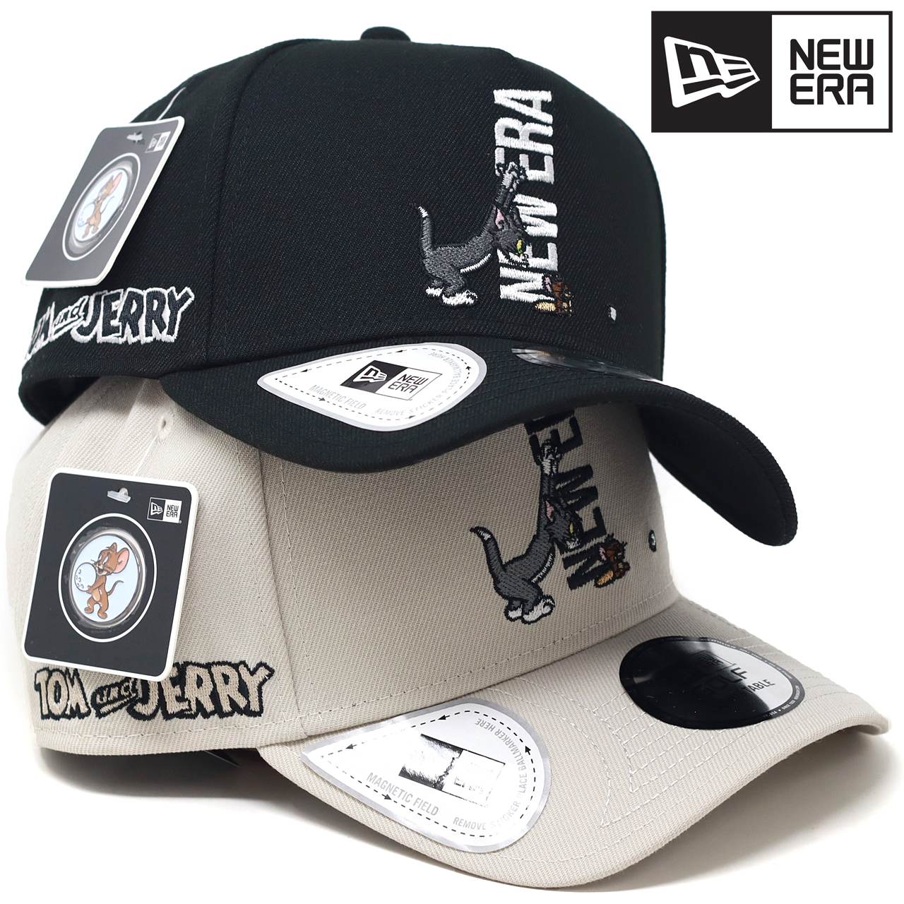 ニューエラ ゴルフ トムとジェリー コラボ キャップ 帽子 NEWERA 9FORTY A-Frame On Par TOM and JERRY  ブラック ストーン 全2色