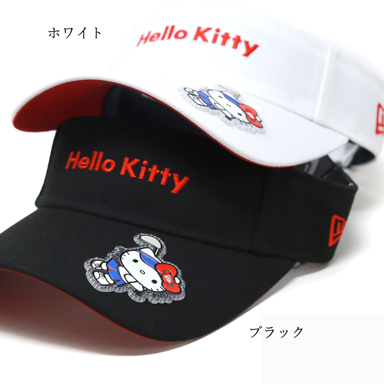 【速乾UV】キティちゃん　モックネック　半袖　ゴルフウェア　黒　 L ニューエラ NEW ERA（ニューエラ） ゴルフ ハローキティ サンバイザー レディース