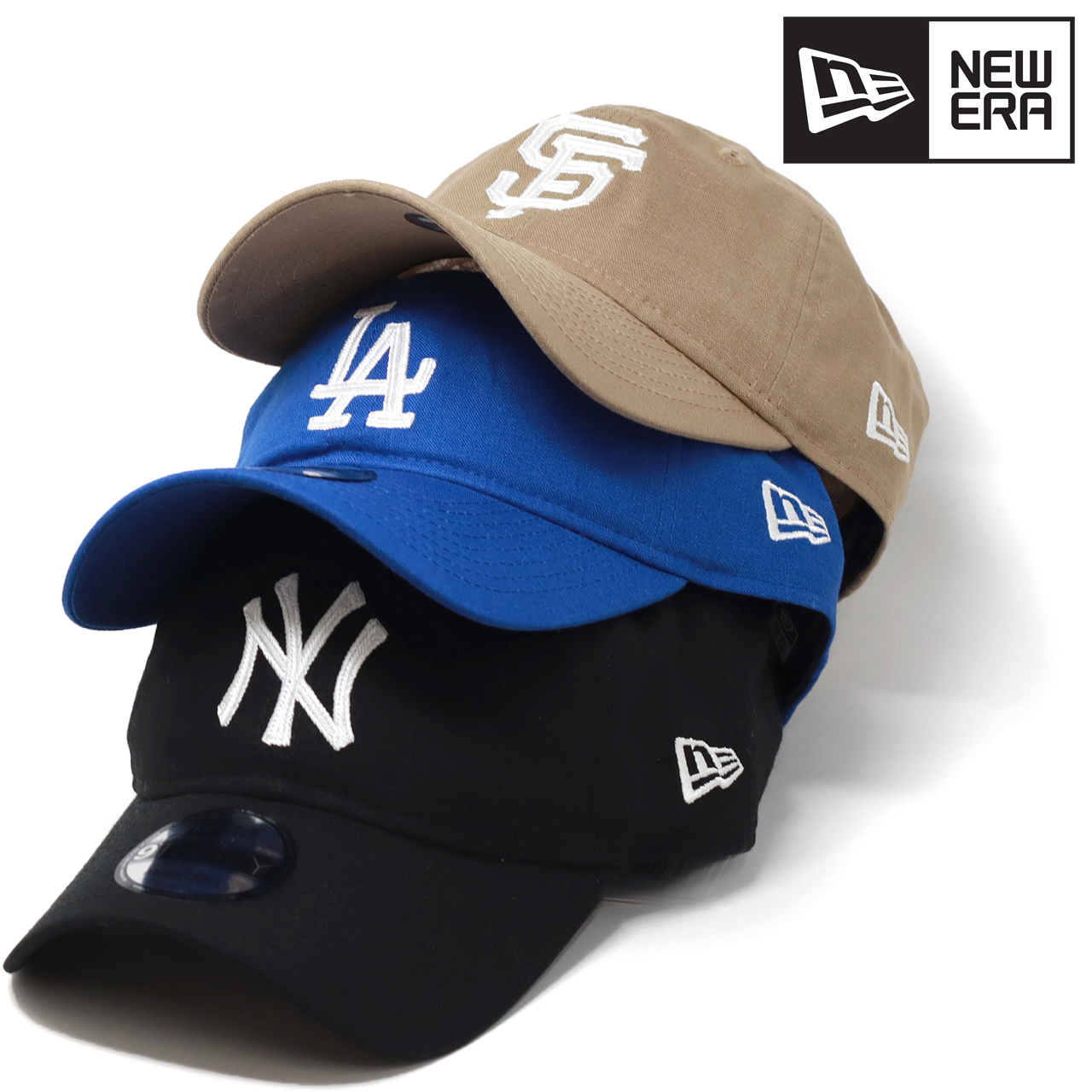 New Era ニューエラ 9THIRTY Flax Cotton MLB ロゴキャップ ジャイアンツ ヤンキース ドジャース フリーサイズ B.Bキャップ 全3色｜elehelm-hatstore｜02