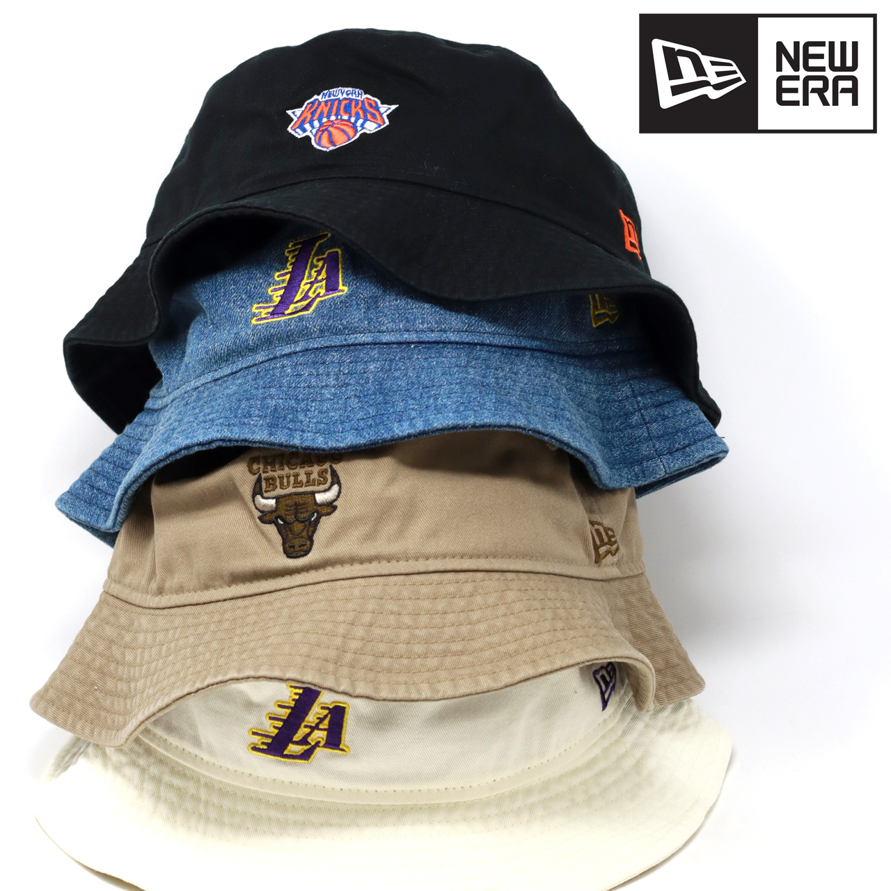 ニューエラ バケットハット NBA バスケ チーム ロゴ NEWERA NBA Bucket Hat バケハ サファリハット バスケットボール  フリーサイズ 全4色