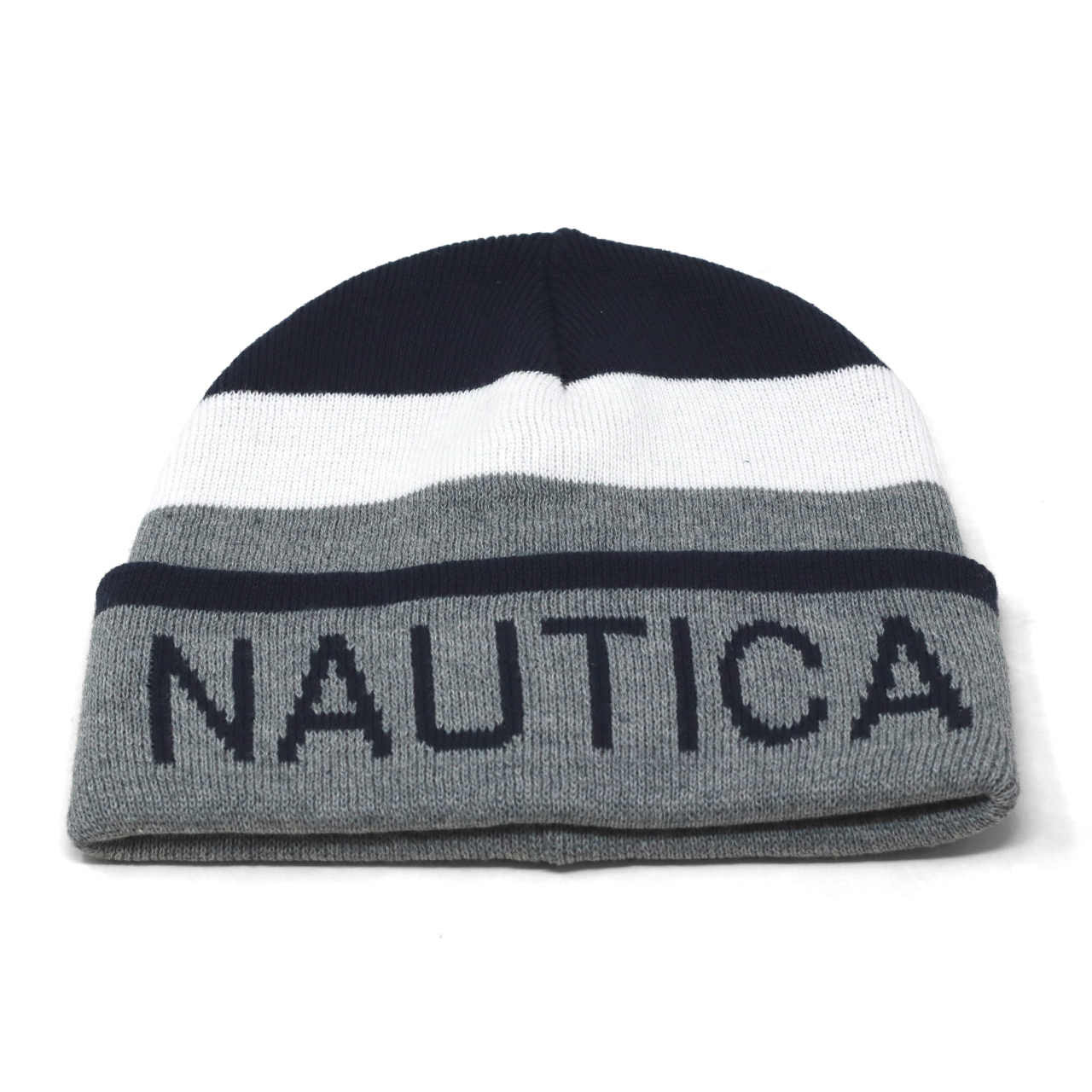 NAUTICA キャップ　ウール　革　90S　古着　チャコール　グレー NAUTICA 90年代 ニット帽 ノーティカ ワッチ メンズ 帽子