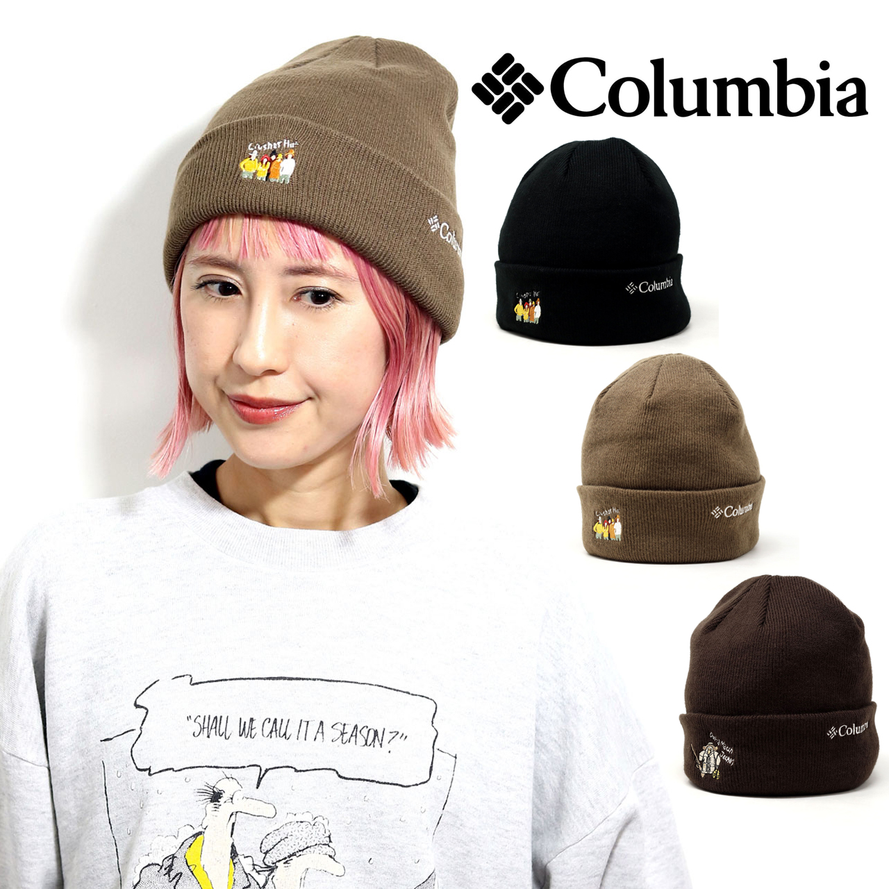 Columbia コロンビア ニット帽 アクリルニット モランベンドニットキャップ イラストロゴ ワンポイント帽子 アウトドア キャンプ 登山｜elehelm-hatstore｜02
