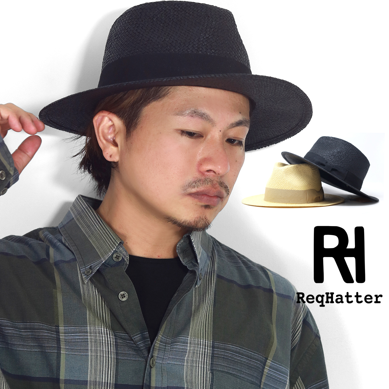 ストローハット メンズ ペーパー 麦わら帽子 レディース ReqHatter