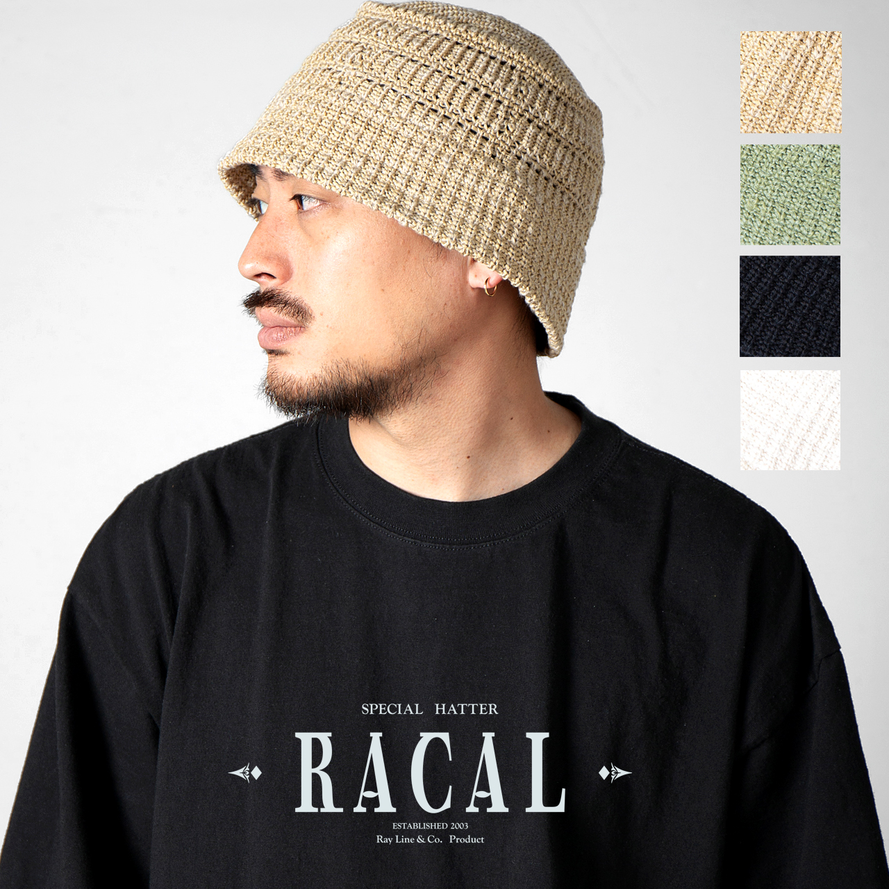 人気ブラドン RACAL ハット racal 透かし編みライン 涼しい帽子 ニットハット 帽子