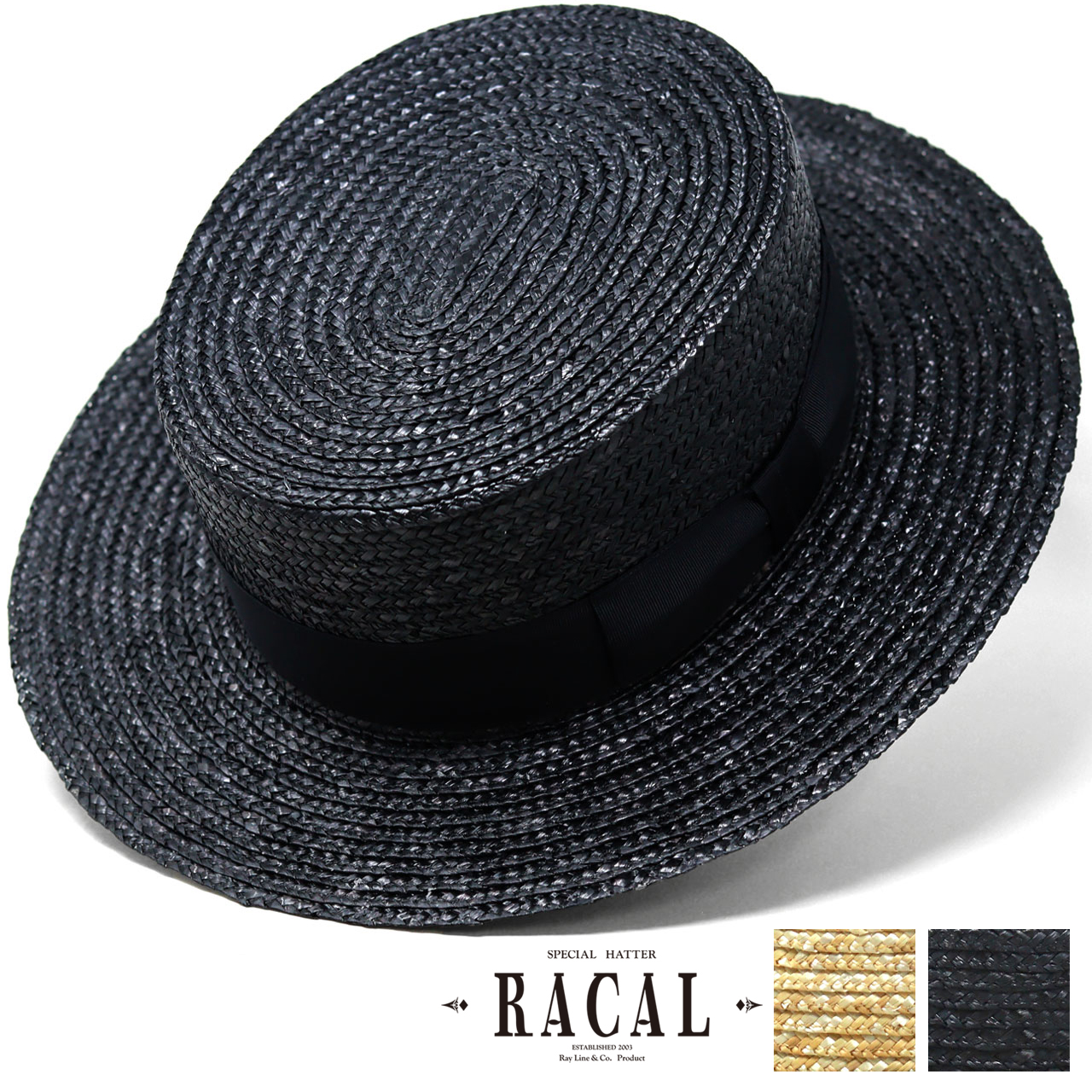RACAL（ラカル） カンカン帽子 リボン カンカン帽 メンズ 夏の帽子