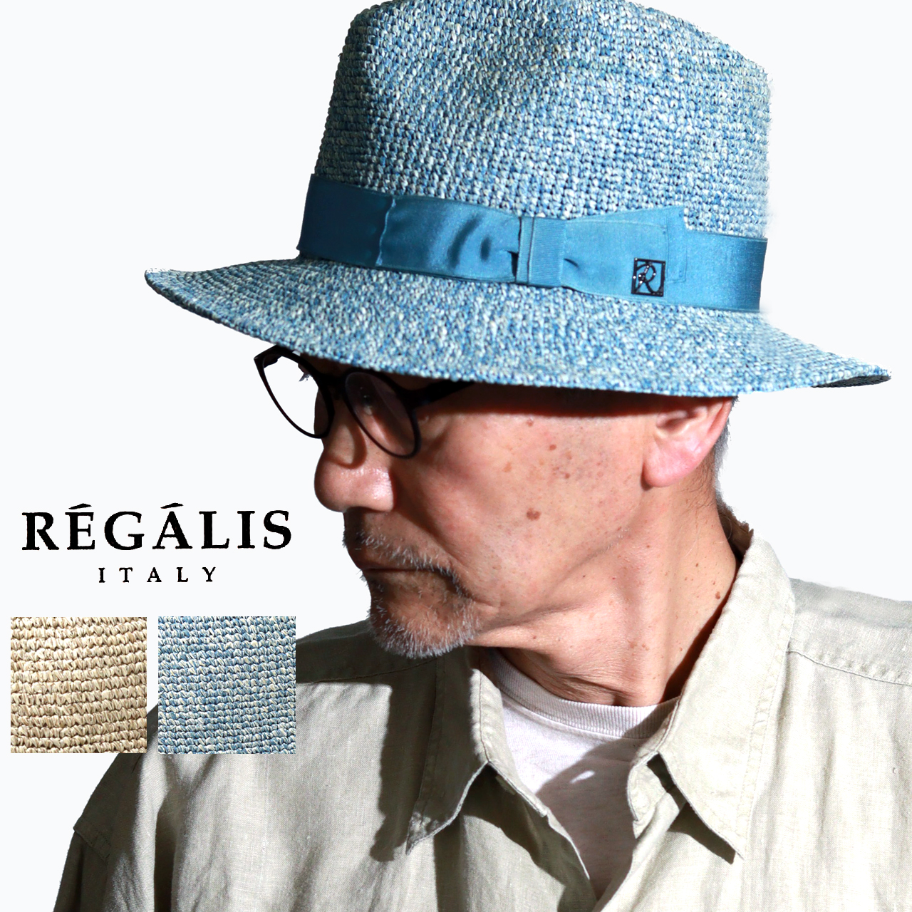 中折れハット メンズ 夏 イタリア製 麦わら帽子 レガリス 折りたたみ