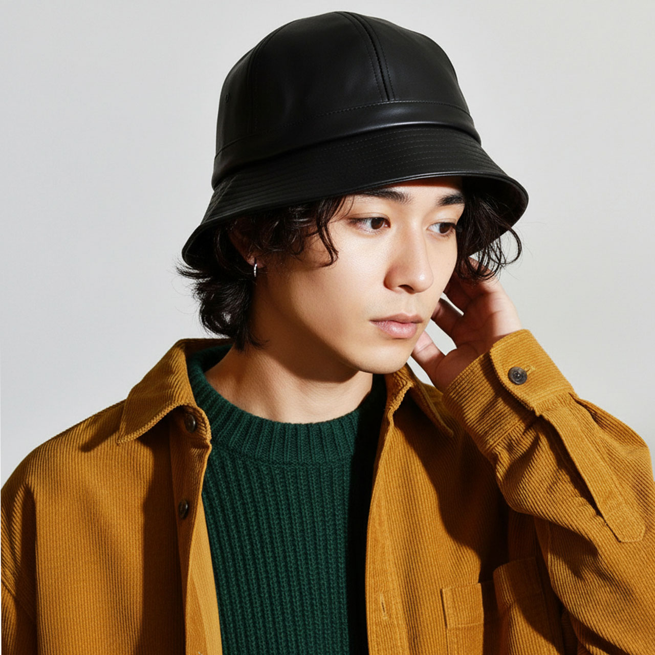 美品！ニューヨークハット レザー　ベル　ハット 帽子 メンズ メトロハット フェイクレザーメトロハット メンズ バケットハット レディース