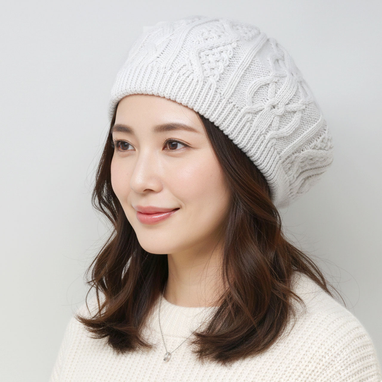 ニットベレー レディース ベレー帽 メンズ ケーブル編み 立体 秋冬