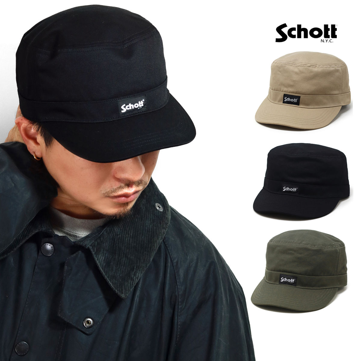 ショット ブランド キャップ メンズ ワークキャップ 秋冬 フリーサイズ 帽子 Schott N.Y...